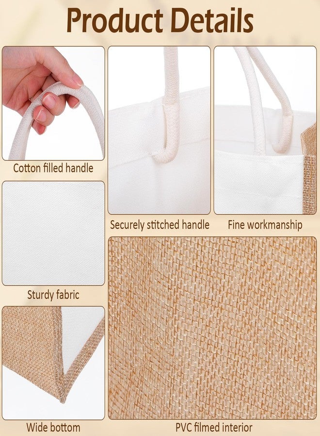 Tobeelec 6 Pcs Burlap Tote Bag Mini Jute Reusable Bag with Handles Small Blank Canvas Gift Waterproof for Wedding Beach DIY - Image 3